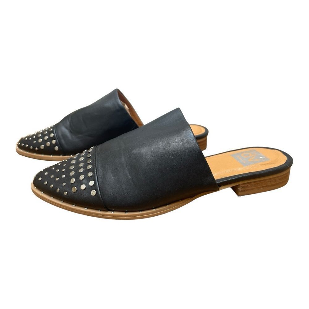 DOLCE VITA Black Studded Itzel Pointed Toe Block Heel Slip On Mules Size 8.5 - Picture 3 of 6